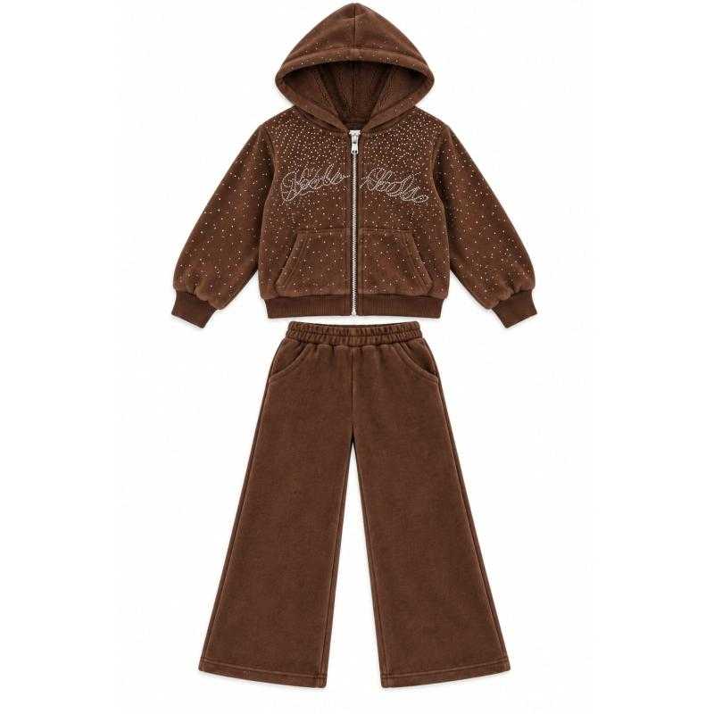 Lot de 6 – Ensemble de survêtement en velours scintillant à capuche