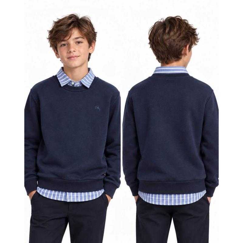 Lot de 12 – Sweat-shirt avec col chemise rayé intégré