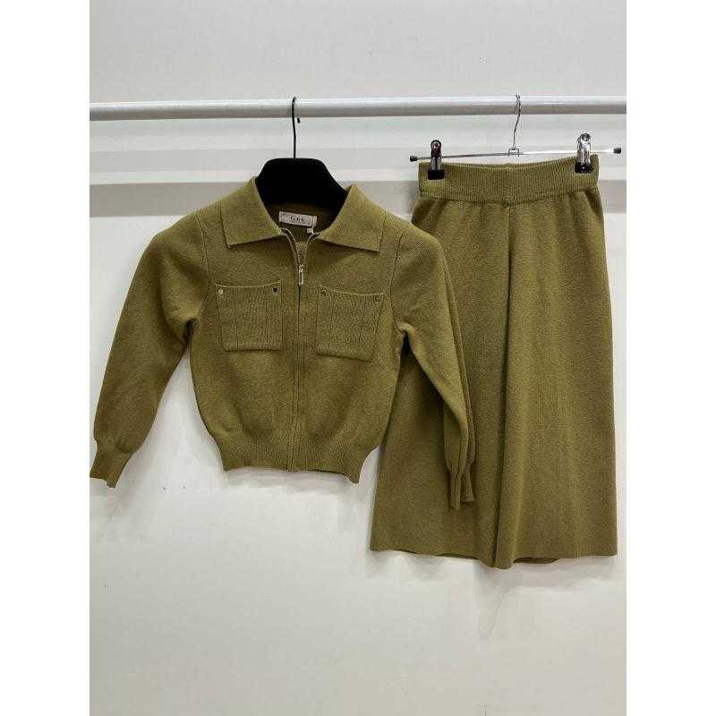Lot de 6 – Ensemble en maille avec veste zippée à poches et pantalon large
