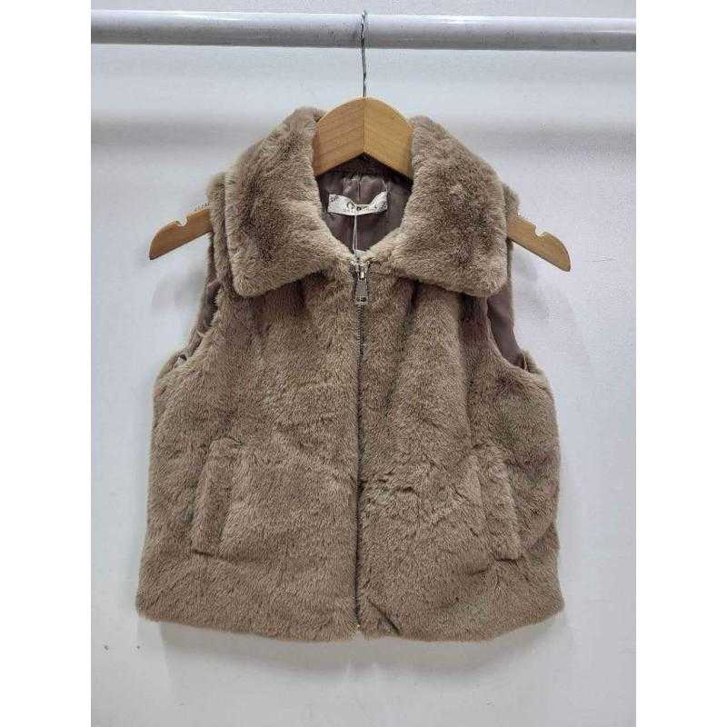 Lot de 6 – Gilet sans manches en fausse fourrure à col large et zip