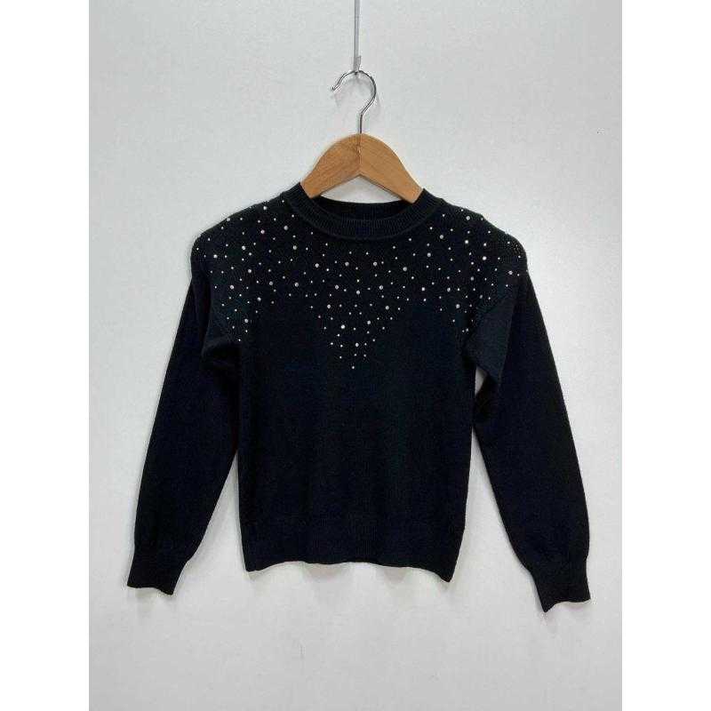 Lot de 6 – Pull à col rond en maille fine orné de strass et de détails ajourés