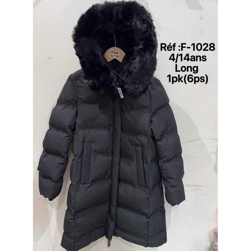 Lot de 6 – Longue doudoune matelassée à capuche bordée de fausse fourrure et fermeture zippée