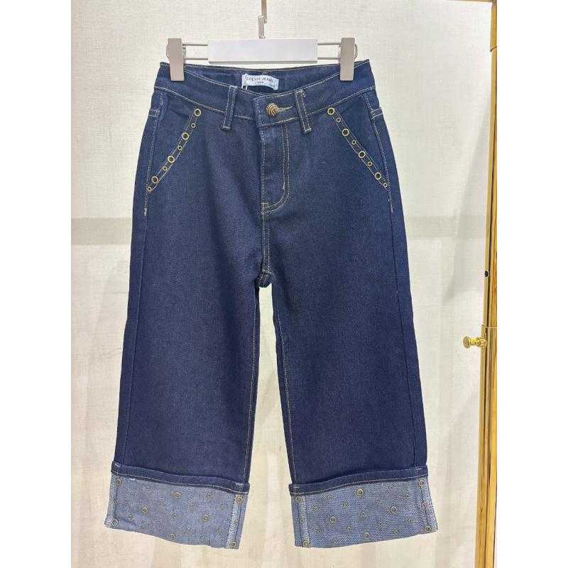 Pack of 7 – Straight Denim Jeans with Studded Cuffs and Metal Eyelets