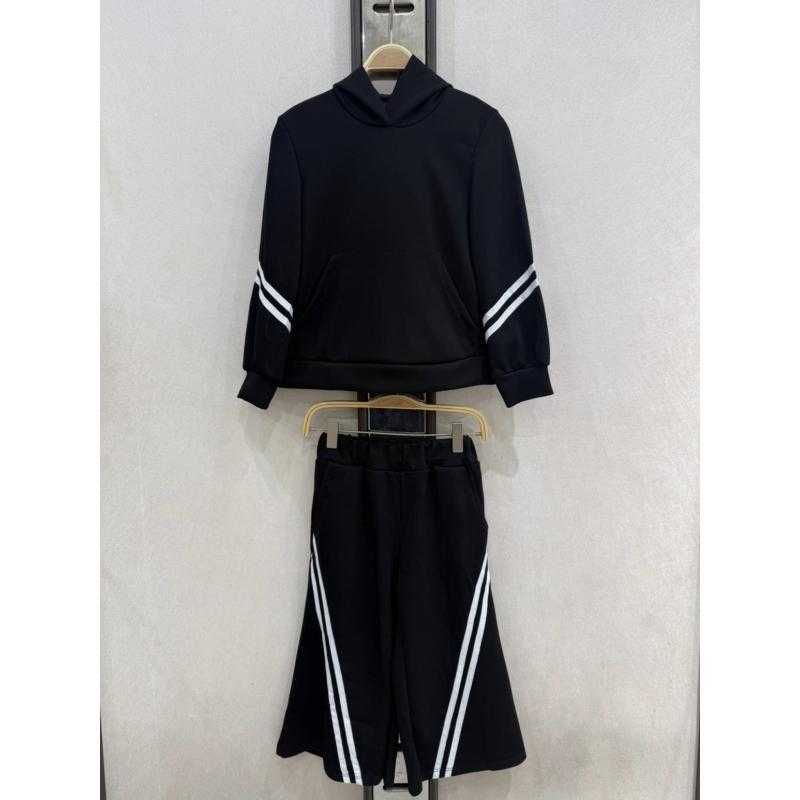 Set van 6 – Effen trainingspak met capuchon, contraststrepen en brede broek