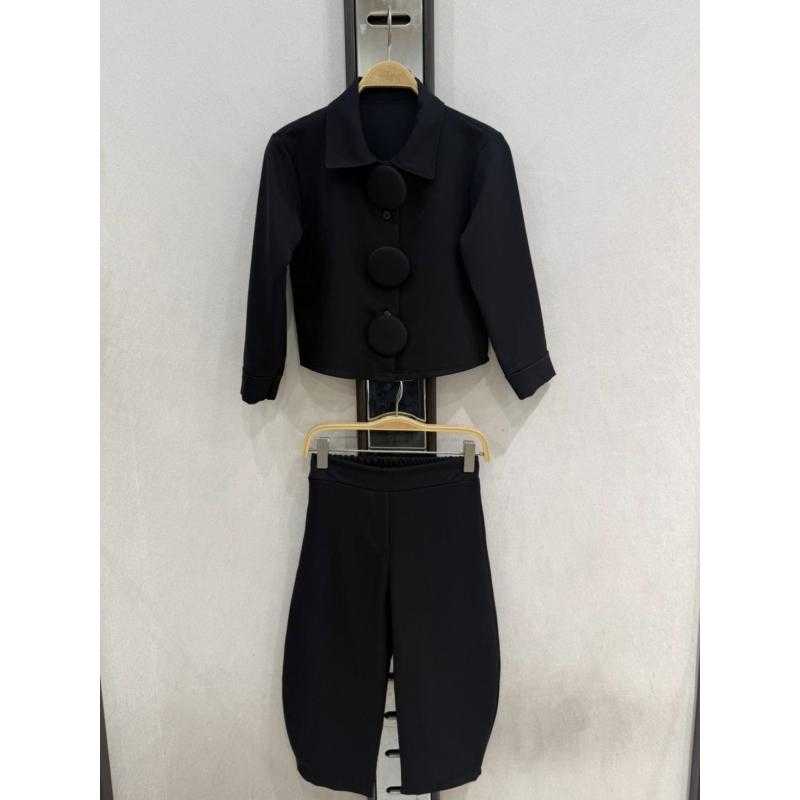 Set van 6 – Effen korte blazer set met grote knopen en bijpassende broek