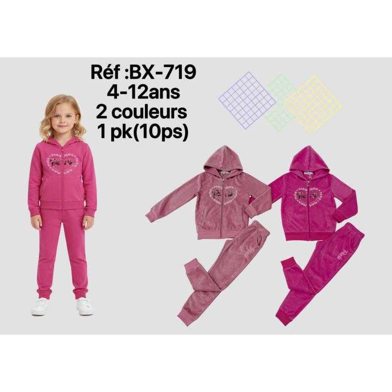 Lot de 10 – Ensemble de survêtement zippé à capuche motif Paris
