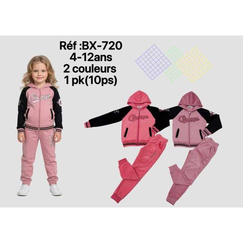 Lot de 10 – Ensemble de survêtement zippé à capuche motif Chicago