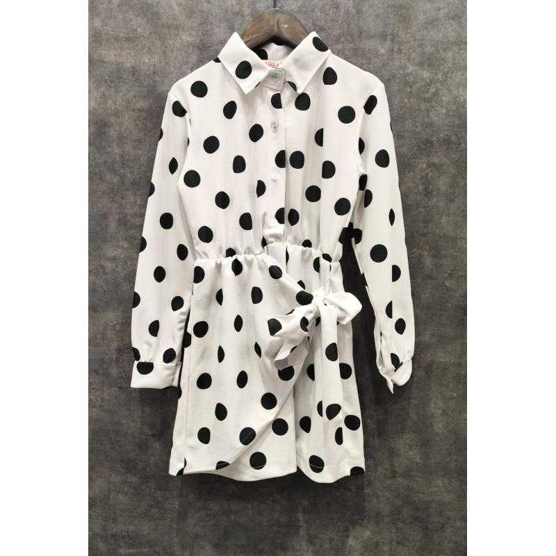 Pack of 6 – Polka Dot Shirt Dress with Waist Tie