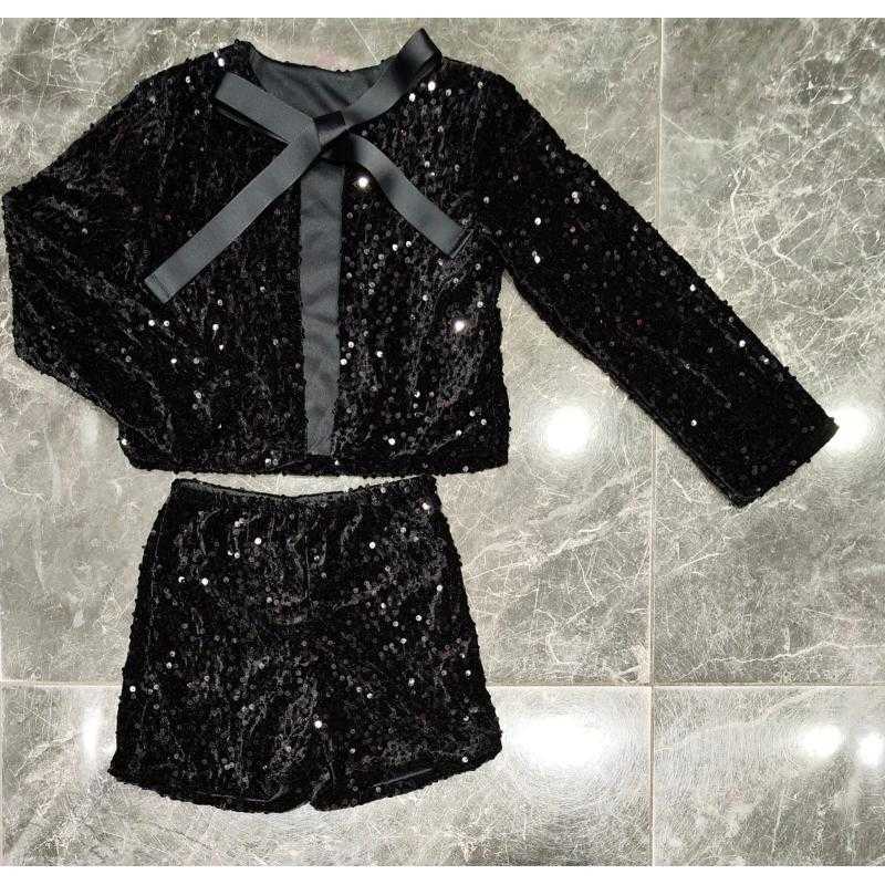 Lot de 6 – Ensemble short et haut à sequins avec nœud