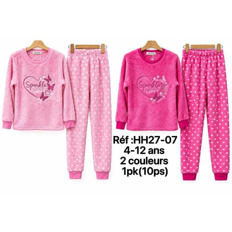 Lot de 10 – Pyjama molletonné "Sparkle Love" et motif cœurs