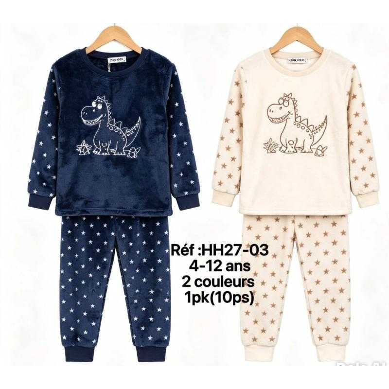 Pack of 10 – Fluffy Dinosaur Fleece Pajama Set