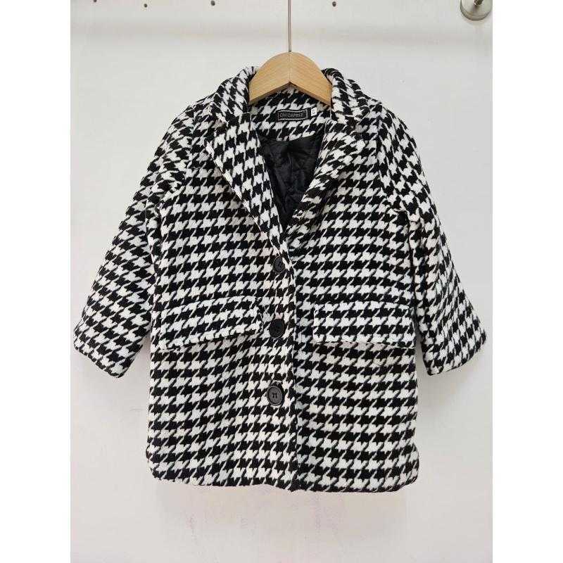 Set van 7 – Jas met houndstooth pied-de-poule motief, reverskraag en zakken
