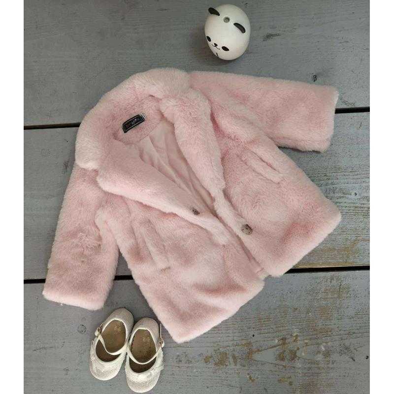 Set van 5 – Warme pluche faux fur jas met reverskraag en zakken
