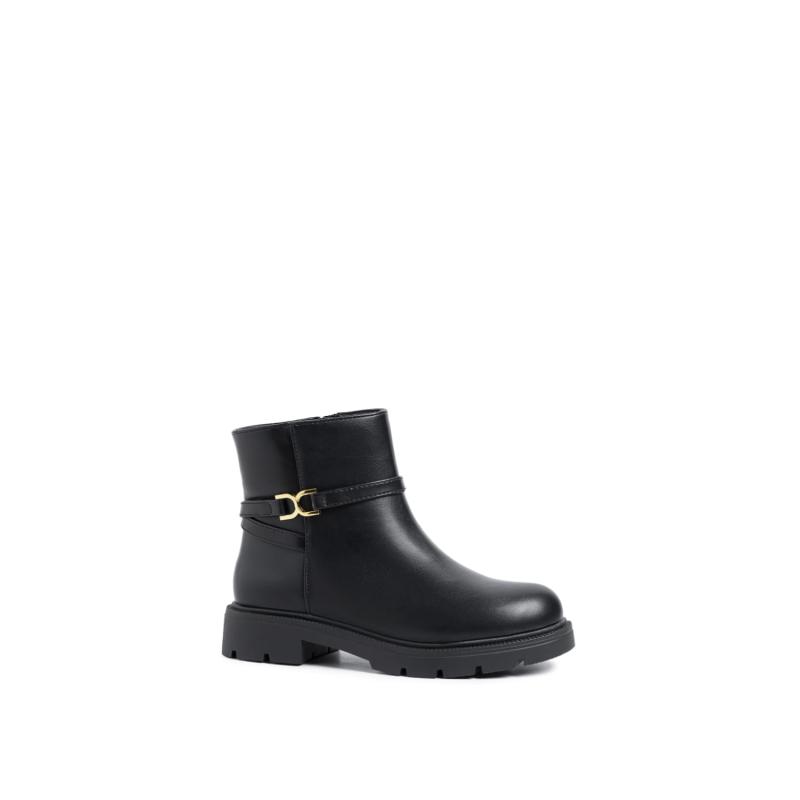 Pack of 12 – Lug Sole Ankle Boots with "DC" Buckle Strap and Side Zipper (31-36)