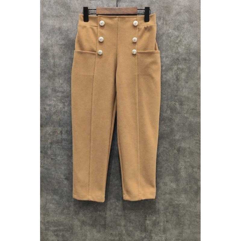 Lot de 6 – Pantalon droit à double rangée de boutons et taille haute