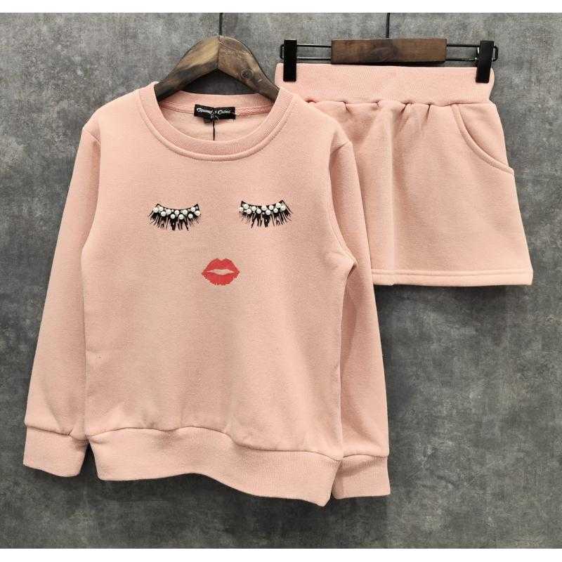 Lot de 6 – Ensemble sweat-shirt à motif visage et jupe-short assortie