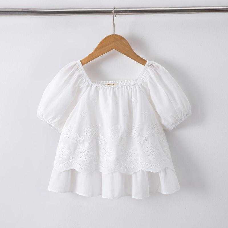 Lot de 6 – Blouse d'été double volant en broderie anglaise