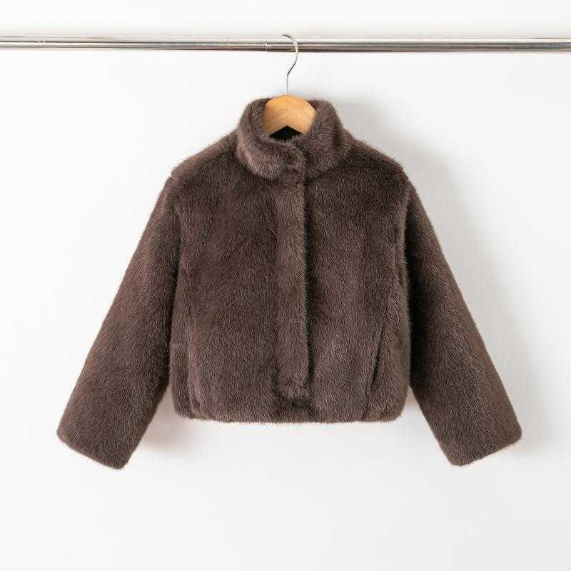 Lot de 6 – Veste courte en fausse fourrure pelucheuse avec col montant