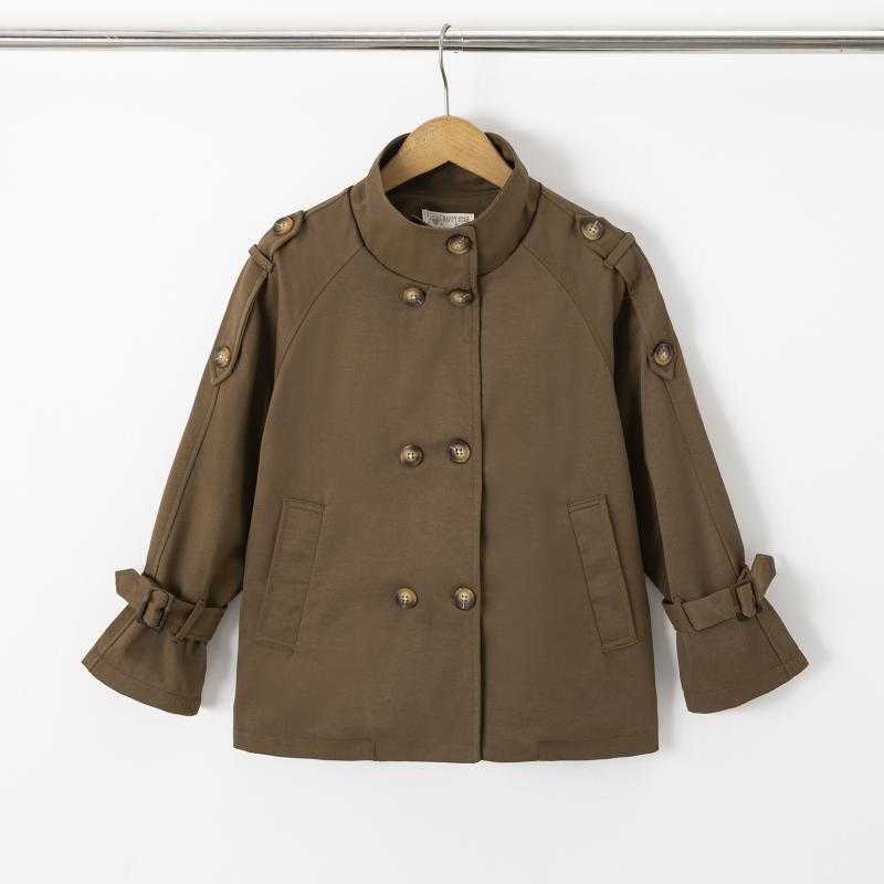 Set van 6 – Korte trenchcoat jas met dubbele knopenrij en staande kraag