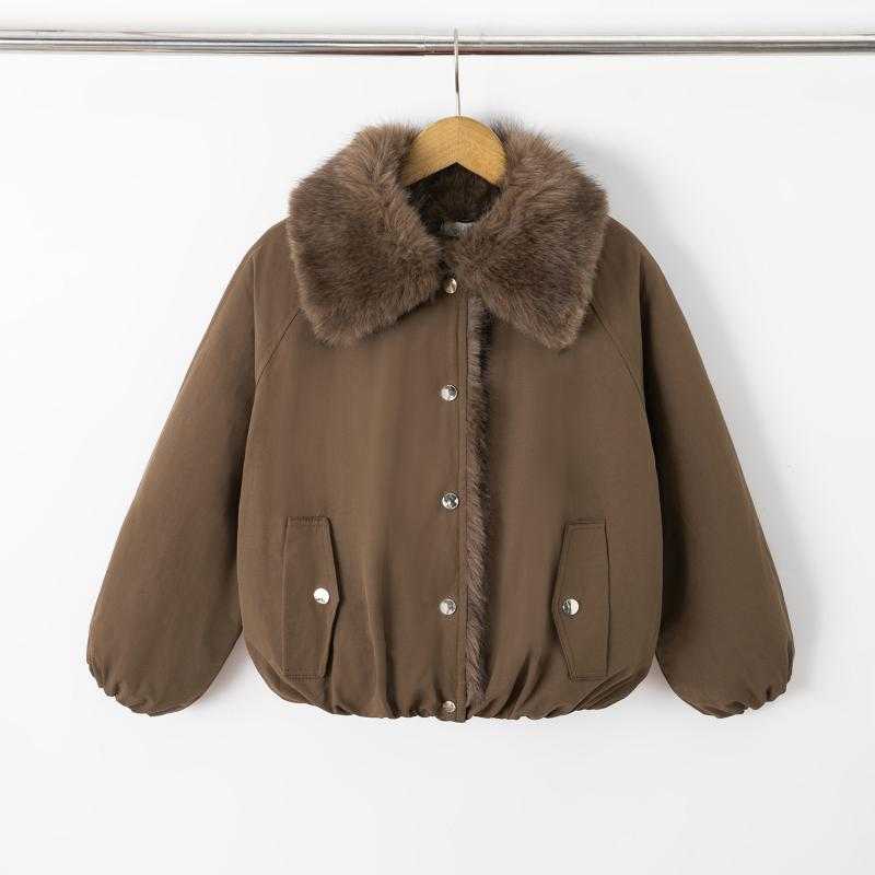 Pack of 6 – Cropped Bomber Jacket with Faux Fur Collar and Elastic Hem