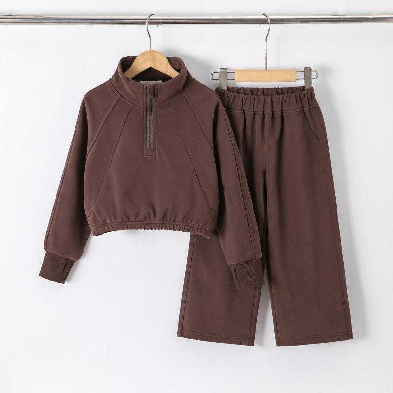 Pack of 6 – 2-Piece Half-Zip Crop Sweatshirt and Wide-Leg Sweatpants Set