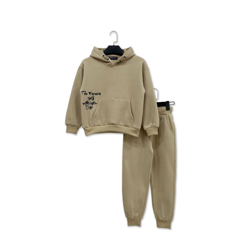 Set van 6 – 2-Delig fleece trainingspak met capuchon en "The Foreve Athletic City" tekstprint